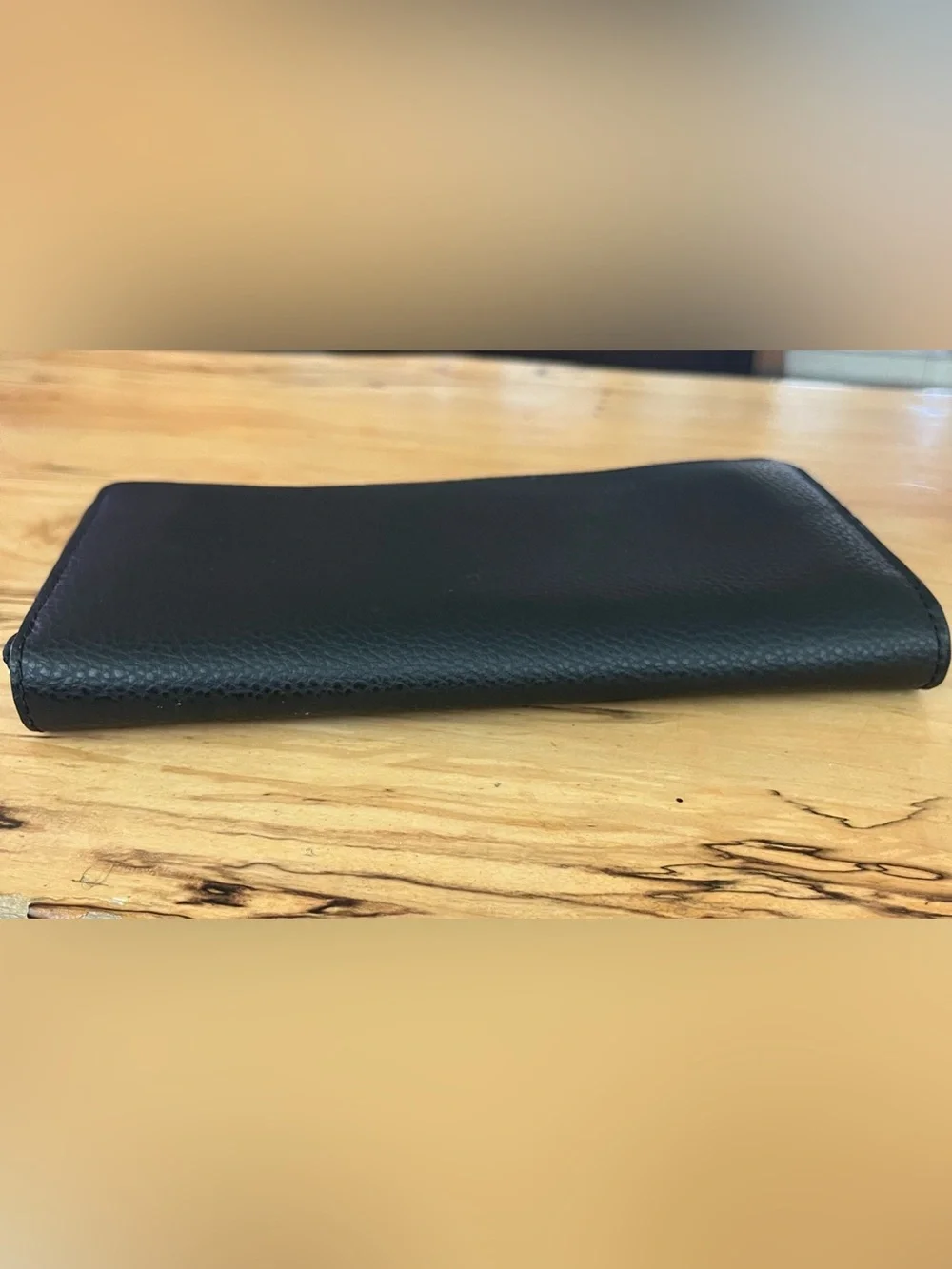 Coach Black Pebbled Leather 3/4 Zip around Wallet